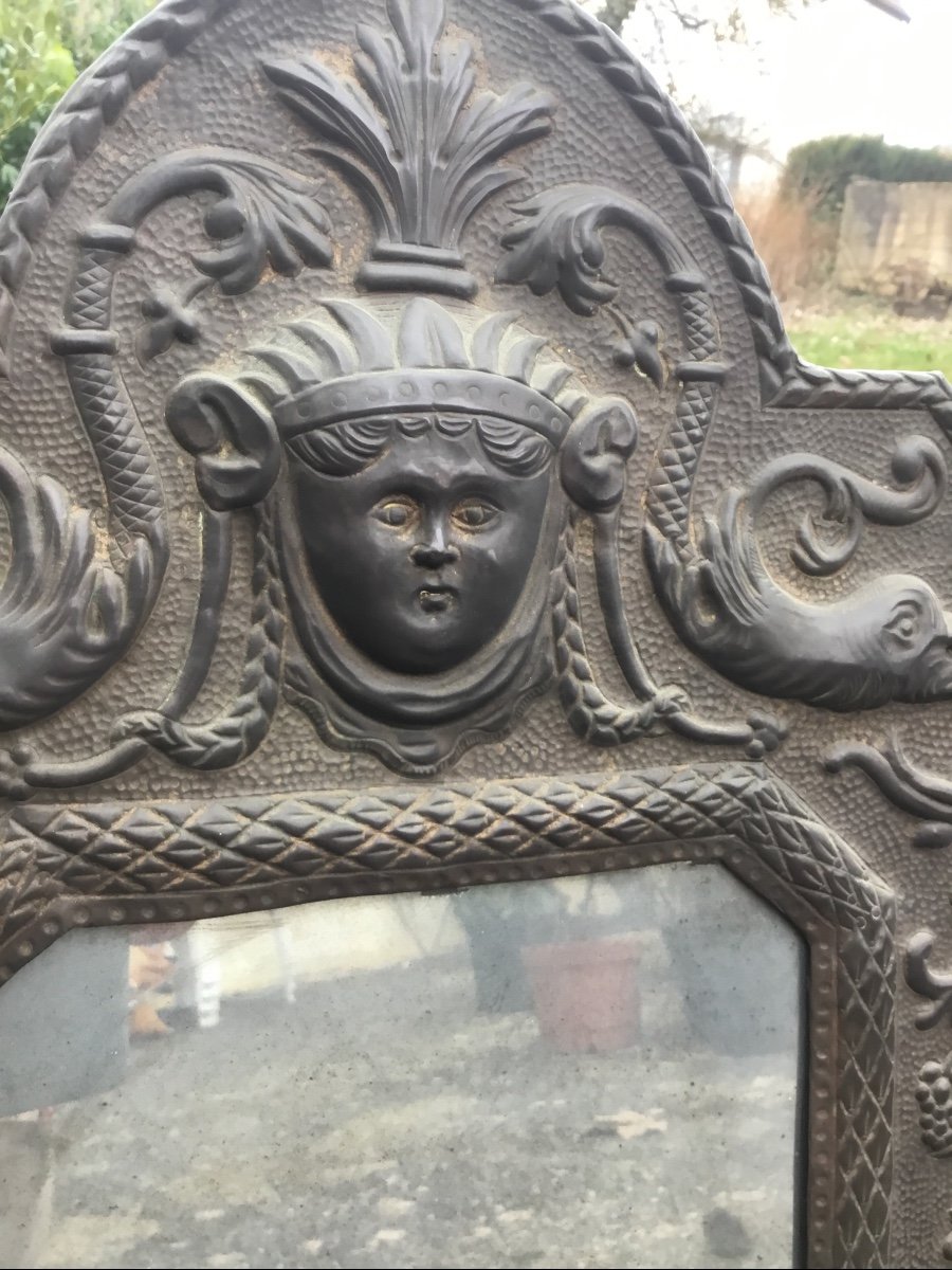 Indian Decor Mirror In Repoussé Metal-photo-4