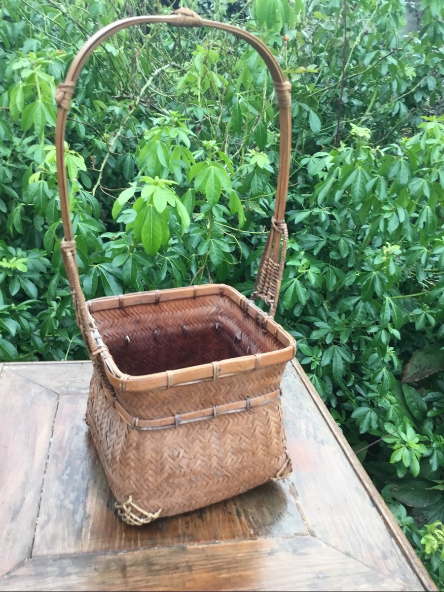 Panier à Ikebana En Osier Tressé, Japon-photo-2