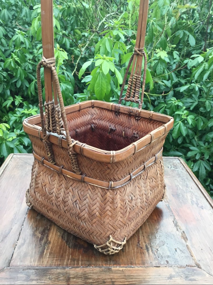 Panier à Ikebana En Osier Tressé, Japon-photo-4