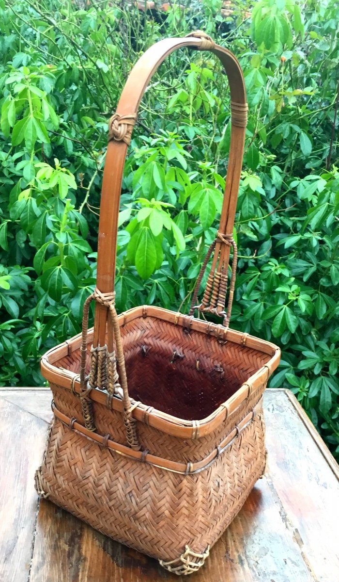 Panier à Ikebana En Osier Tressé, Japon