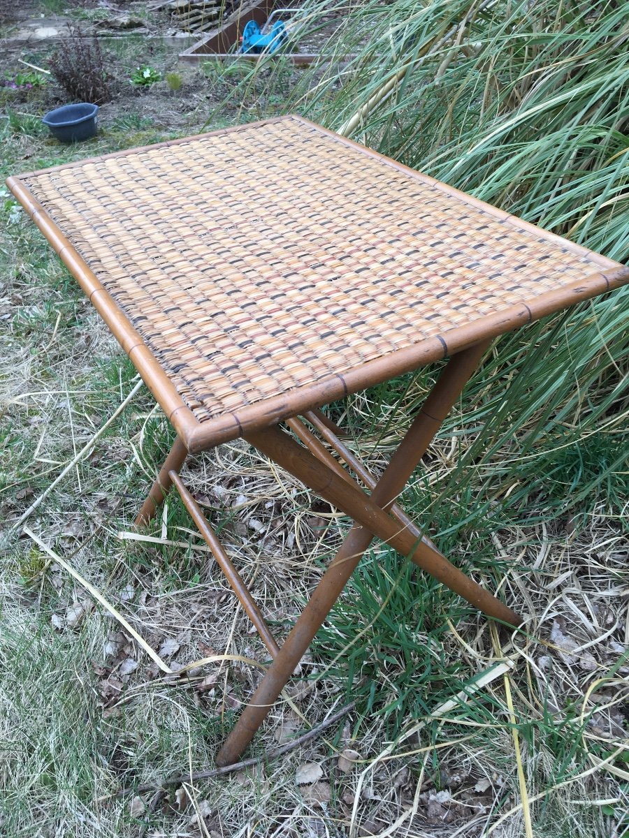 Table D’appoint Pliante Piétement Bambou -photo-3