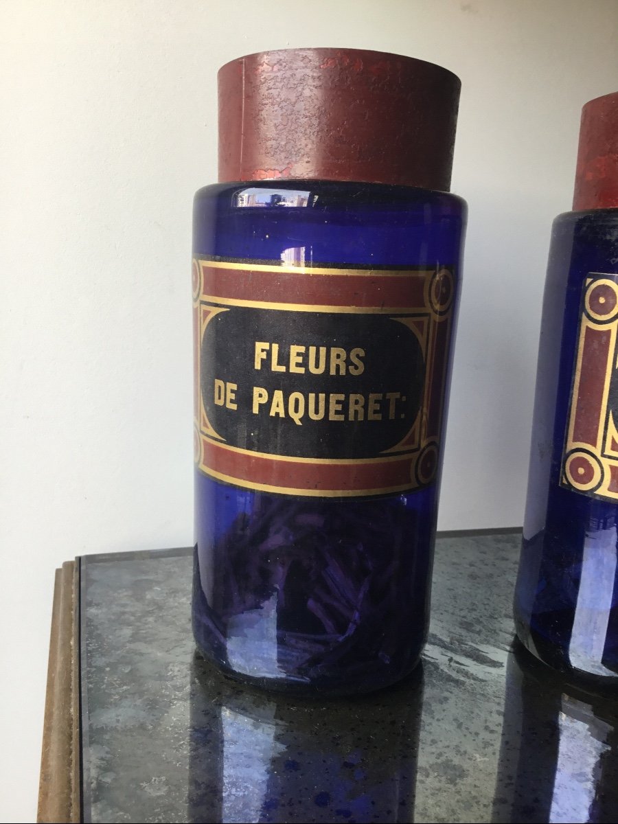 Rare Flacon De Pharmacie En Verre Bleu Nuit  , Napoléon III-photo-6