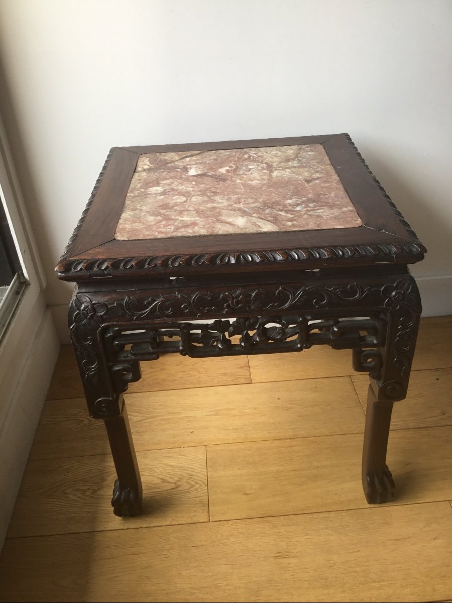 Bolster In Iron Wood And Marble Top - China XIXth-photo-2