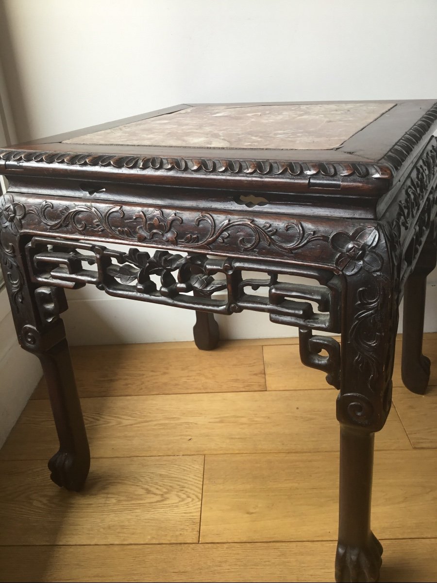 Bolster In Iron Wood And Marble Top - China XIXth-photo-3