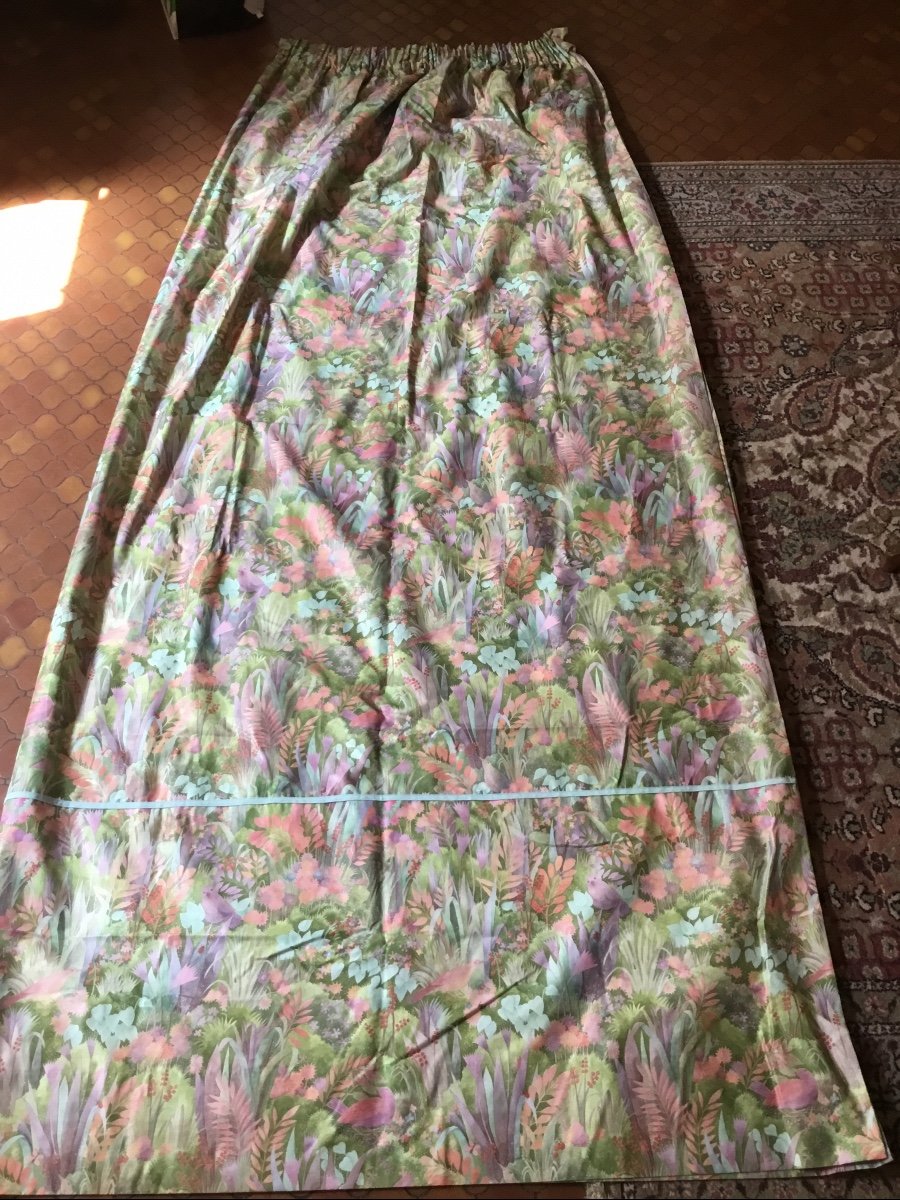 Paire De Très Grands Rideaux Doubles, Décor Exotique ( 235 x 228 cm)-photo-4