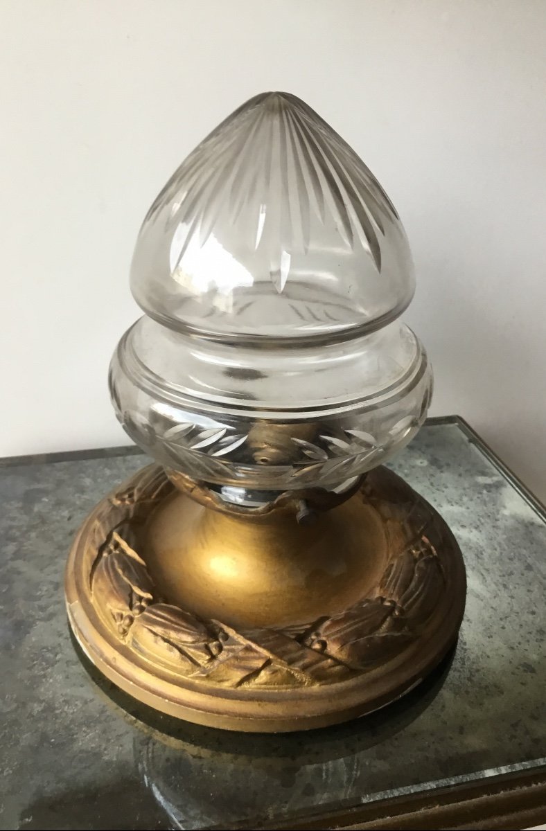 Small Gilt Bronze And Cut Crystal Ceiling Light