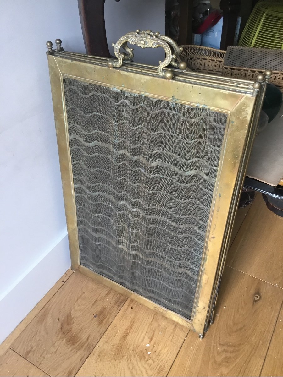 4 Leaf Fire Screen, Lion Handles-photo-2