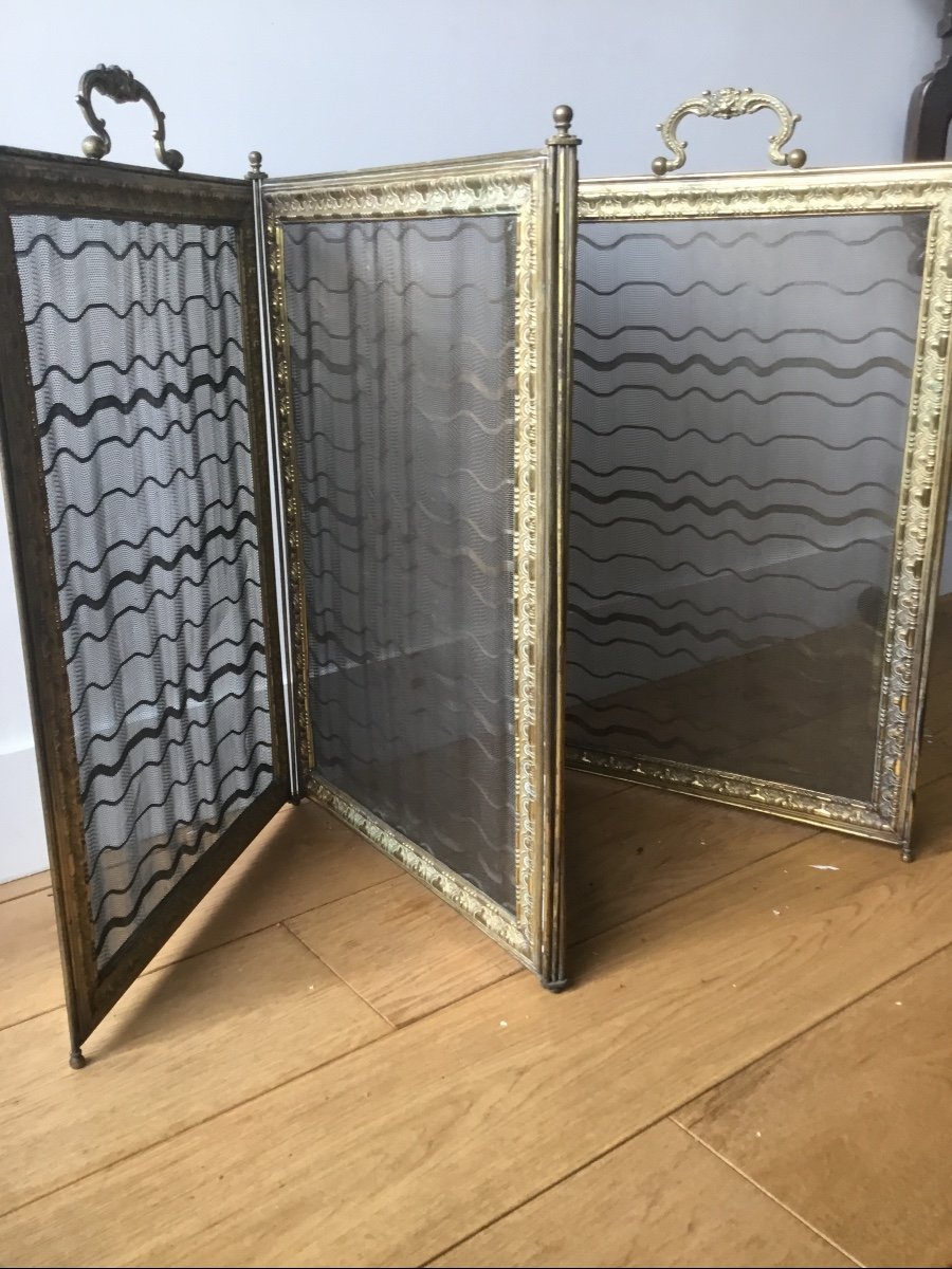 4 Leaf Fire Screen, Lion Handles-photo-4