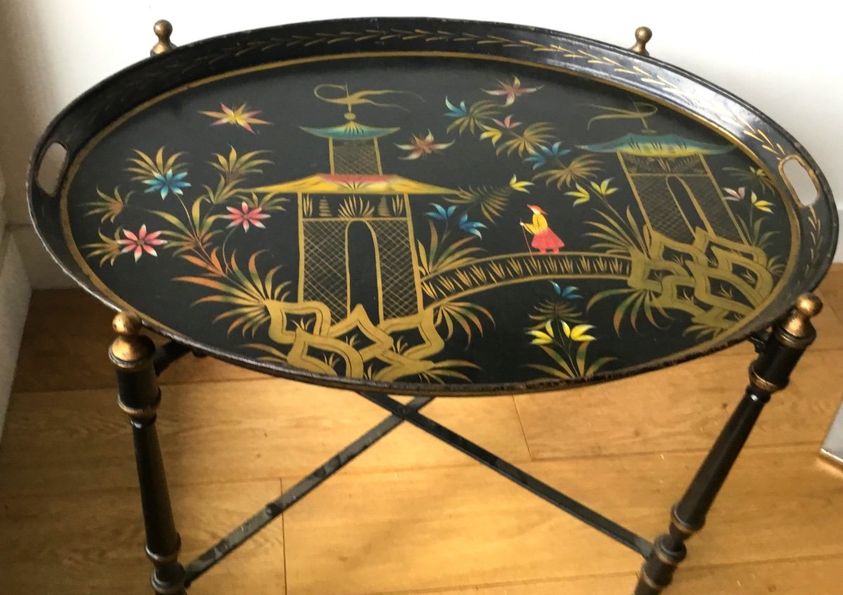 Coffee Table Metal Base And Sheet Metal Top Chinese Decor
