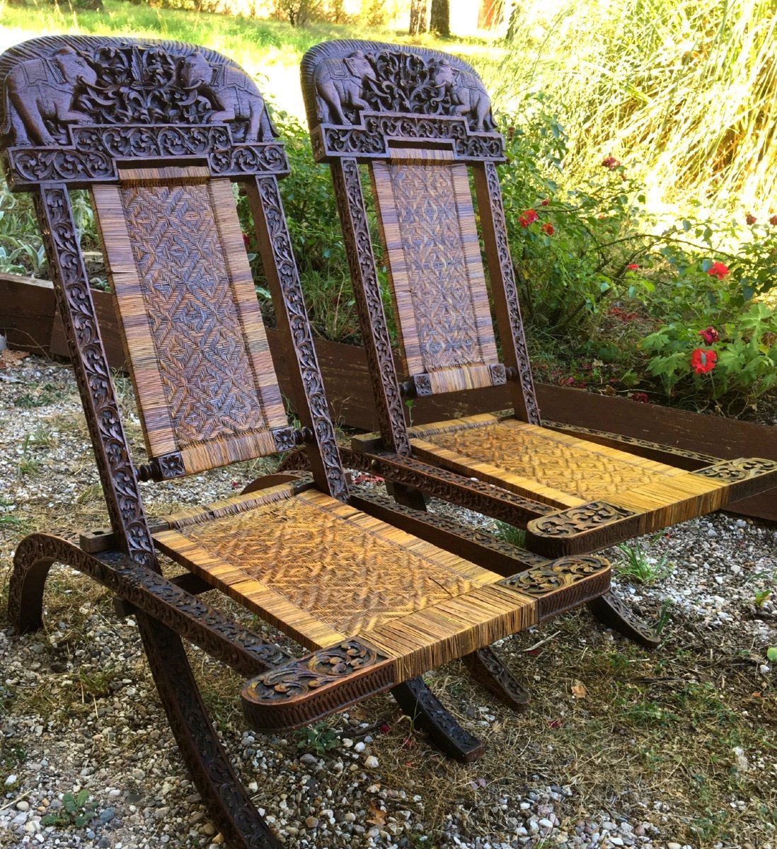 Paire De Fauteuils Planteur Esprit Colonial , Vers 1900