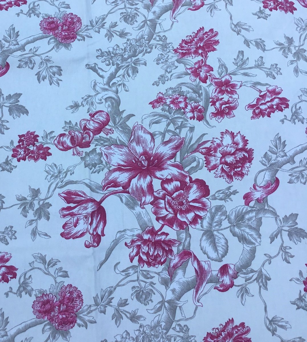 Lovely Pair Of Gray And Pink Floral Curtains (280 X 140)