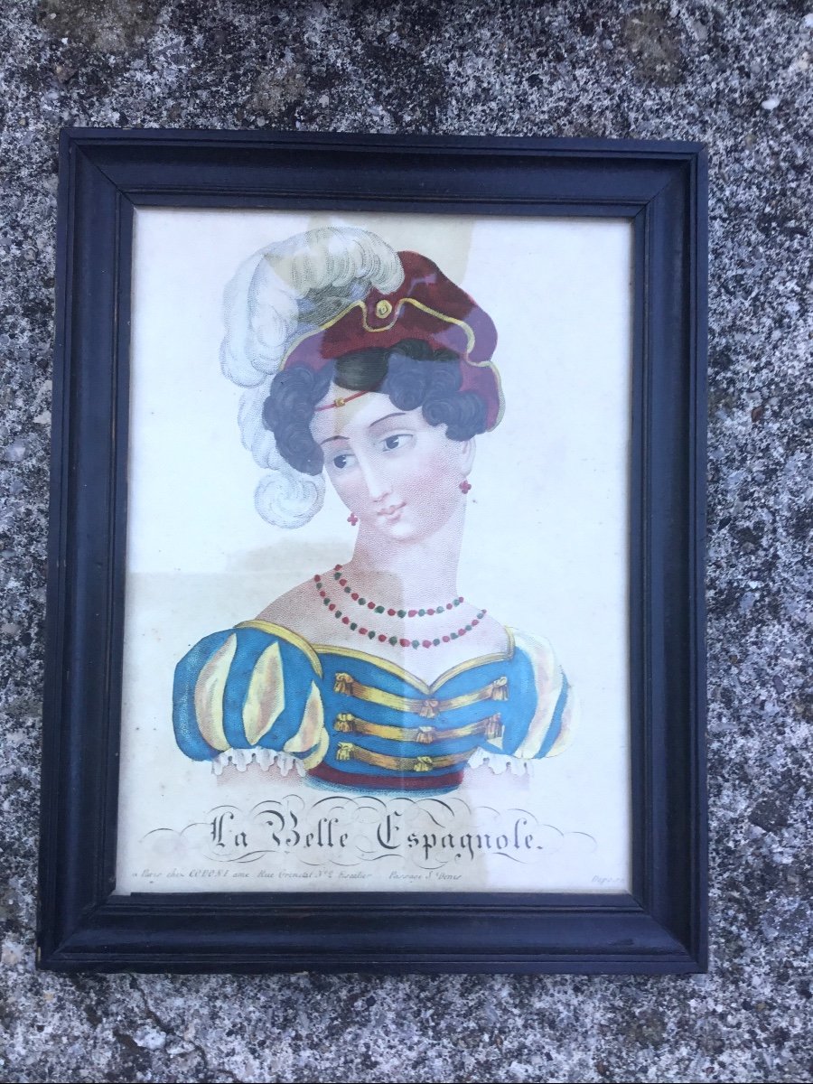 La Belle Espagnole, Engraving In A Blackened Wood Frame-photo-4