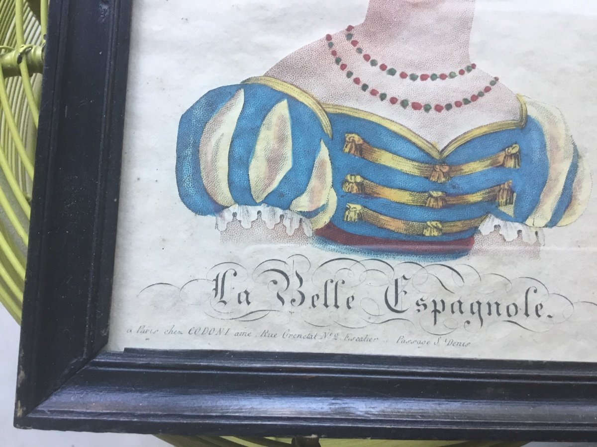 La Belle Espagnole, Engraving In A Blackened Wood Frame-photo-1