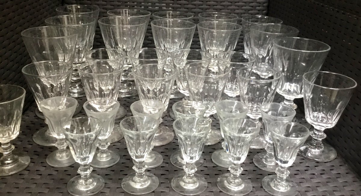 Service De Verres Louis Philippe En Cristal à Facettes 