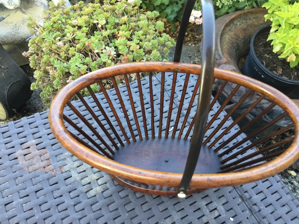 Small Curved Wood Basket, Ivory, England-photo-1