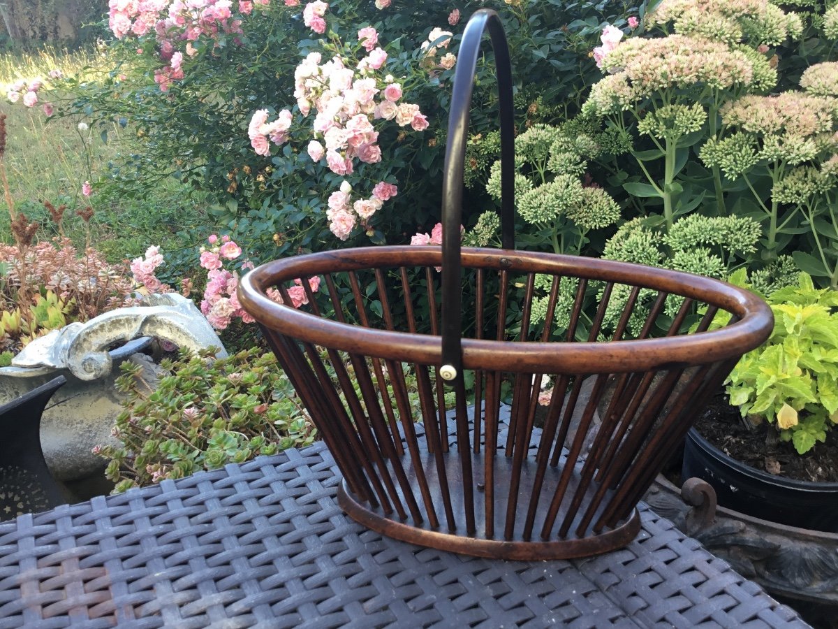 Small Curved Wood Basket, Ivory, England-photo-5