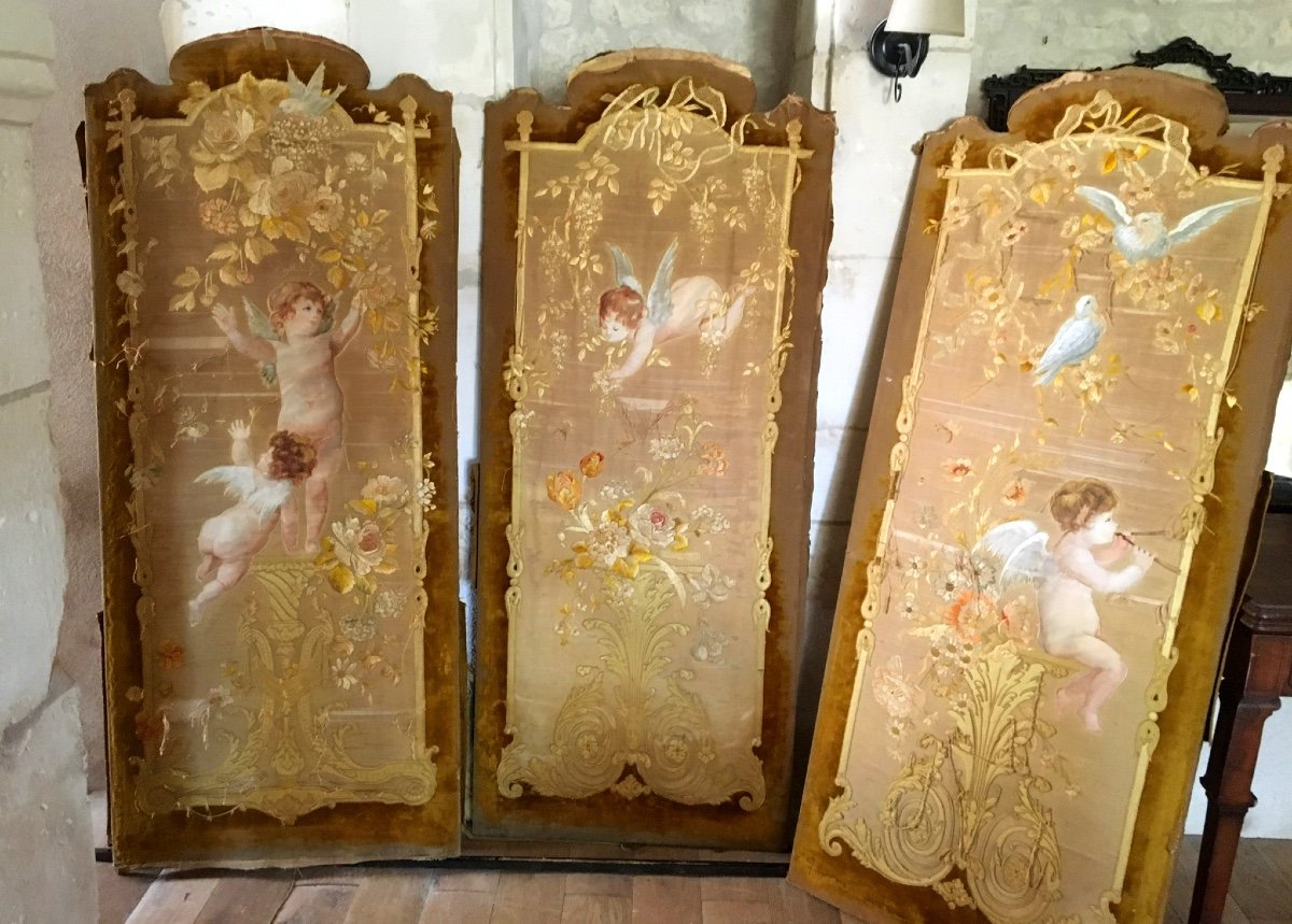 The Large Art Nouveau Embroidered Panel (2  Available)