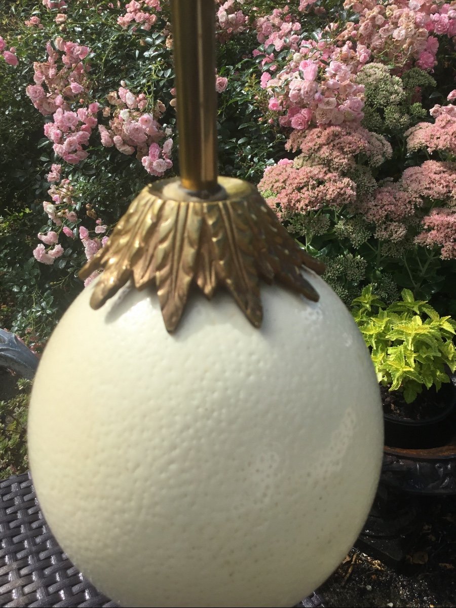 Lampe Maison Charles œuf d'Autruche , Bronze Doré Et Marbre-photo-4