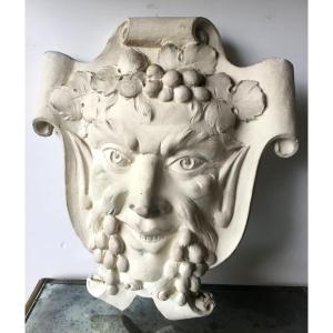 Bacchus Mask In Plaster On A Rolled Up Cartridge, 1950s