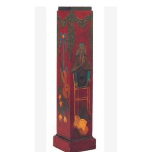 Column, Painted Sheath Decorated With Musical Instruments And Monkey