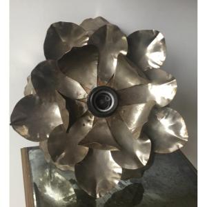 Silver Metallic Wall Lamp, Flower