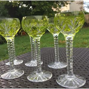 The Suite Of 6 Small Cut Crystal Wine Glasses