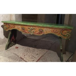 Folk Art Small Painted Bench