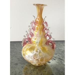 Vase Gourde En Verre Filé Murano, Venise 