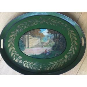 Oval Tray In Painted Sheet Metal Early 19th Century