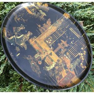 Paper Mache Tray With Japanese Decor 