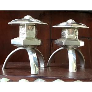 The Pair Of Pagodas In Sterling Silver Salt And Pepper 