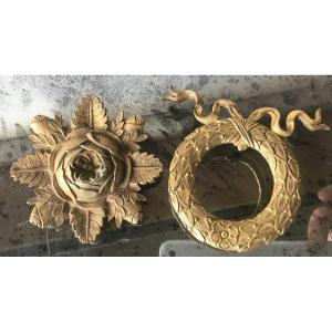 The Two Small Bronze Furnishing Decors In Gilt Bronze