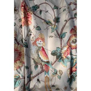 Pair Of Double Curtains With Parrots 