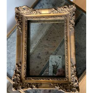 Small Frame In Wood And Golden Stucco
