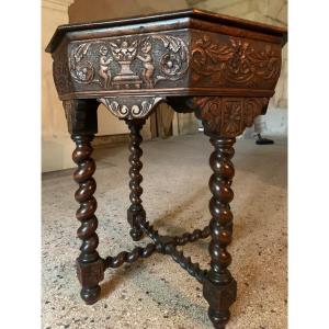 Neo Renaissance Style Pedestal Table With Putti 
