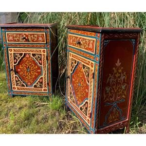 The Pair Of Small Painted Bedside Tables