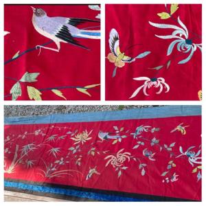 Chinese Embroidery Birds And Butterflies, 19th Century 