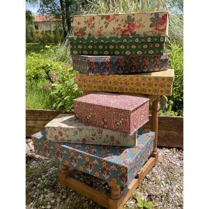 Lot Of Old Fabric Boxes 