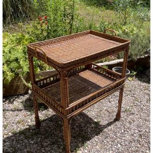 Table à thé en rotin, vers 1950