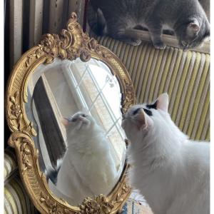 Petit miroir sculpté et doré de style Louis XV