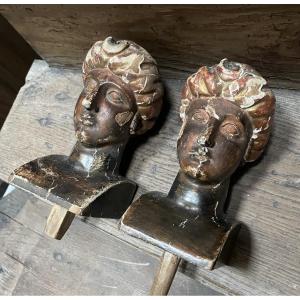 Les deux décors bois sculpté figurant Diane époque Empire 