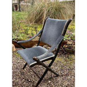 Petite chaise pliante en bois façon bambou d’époque Napoléon III 