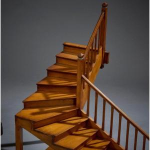 Escalier de maîtrise en noyer blond , XIXème