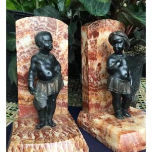 Nubian Bronze Bookends, Dlg Charles Cordier