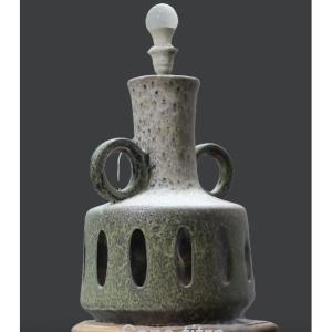 LAMPE EN CÉRAMIQUE VERNISSÉE, VERS 1970