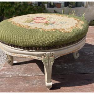 Footrest Covered With Cross-stitch Embroidery 