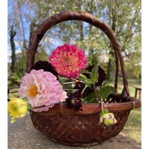 Panier à ikebana en bambou tressé , Japon