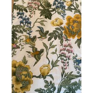 The Pair Of Large Curtains With Wisteria