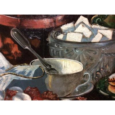 Oil On Canvas, Still Life With Sugar Bowl