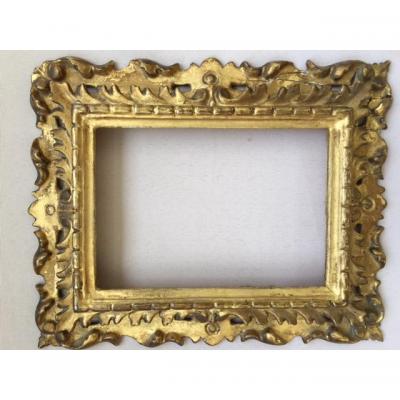 Small Italian Gold Frame, Sculpted Wood, XIXth Century